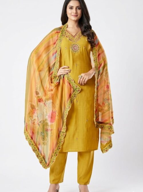 Party Wear Designer Kurta Set with Organza Dupatta