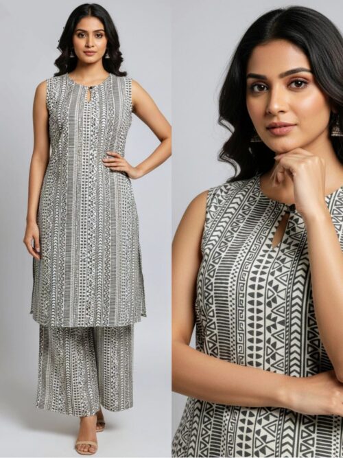 Geometric Print Sleeveless Co-Ord Set