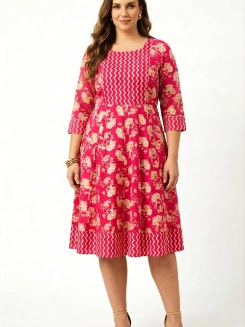 Plus size hot pink colour Branded Short Western Gown