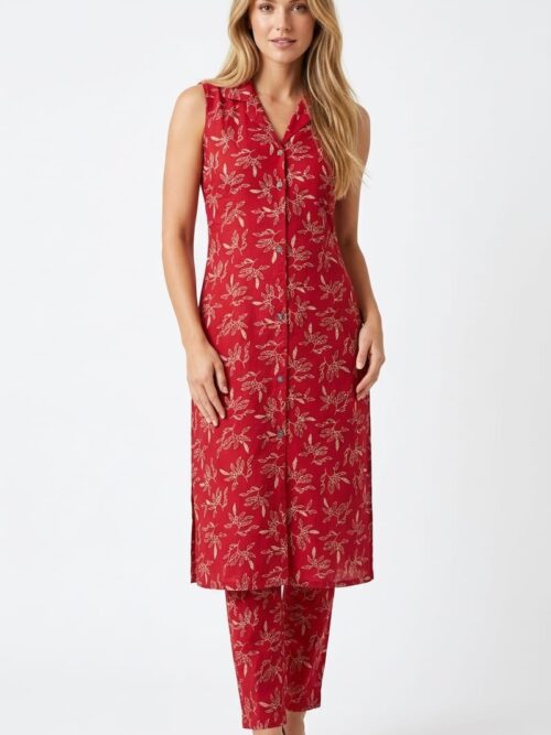 Red Collar Cord Set – Stylish & Comfortable