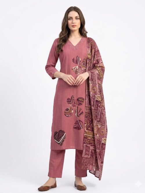Applic Work Kurta Set with Dupatta