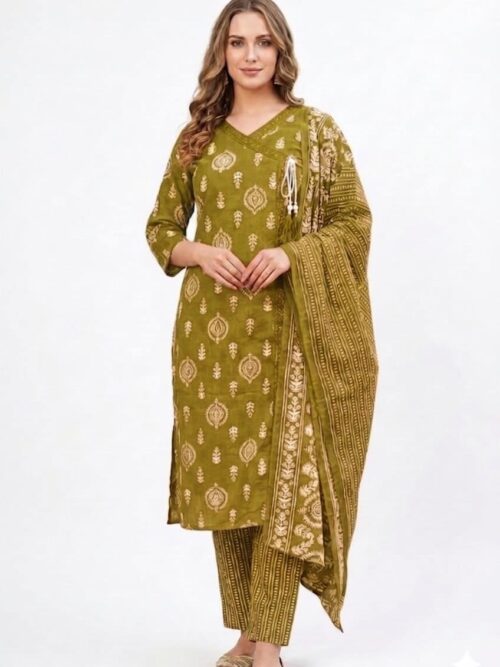 Angarkha Batik Kurta Set with Dupatta