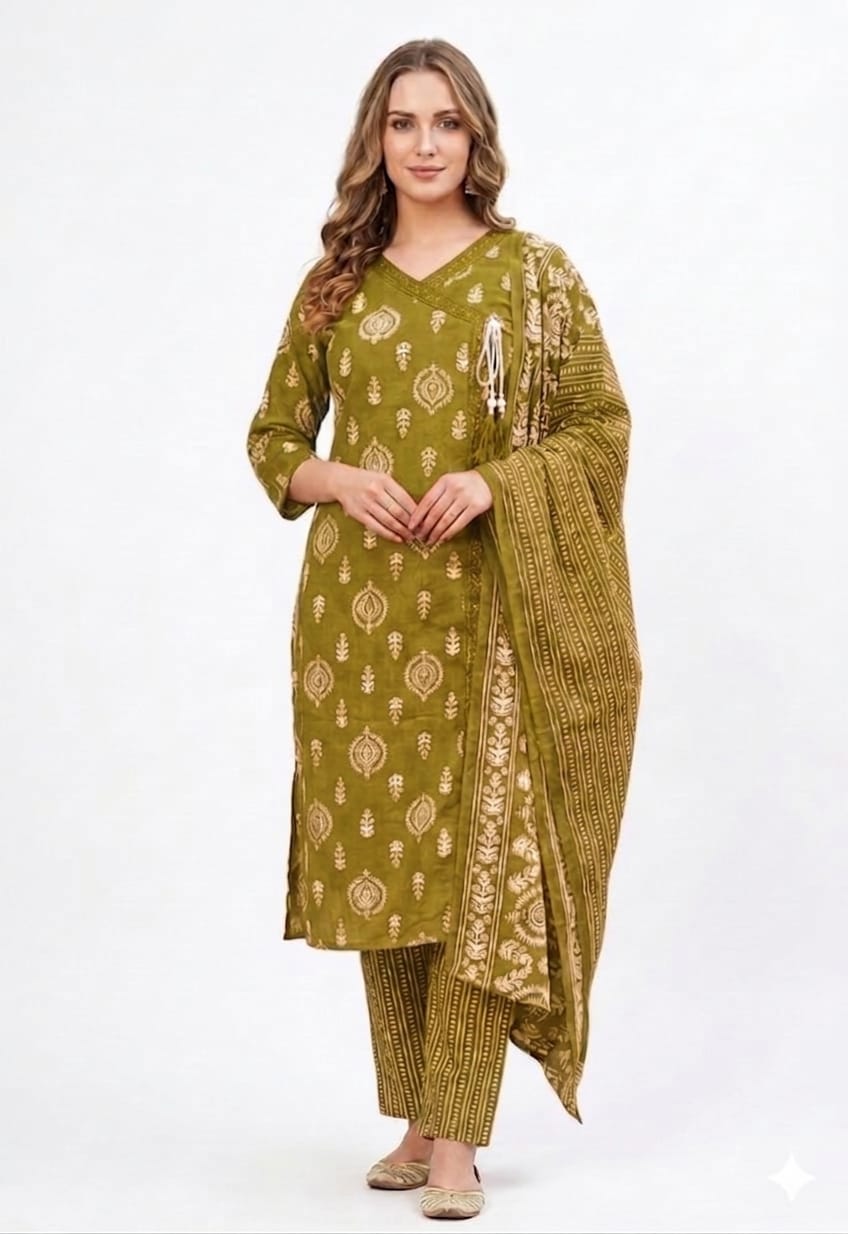 Angarkha Batik Kurta Set with Dupatta