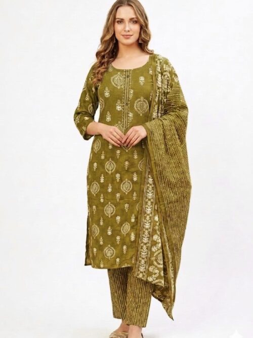 Plus size Batik Kurta Set with Dupatta