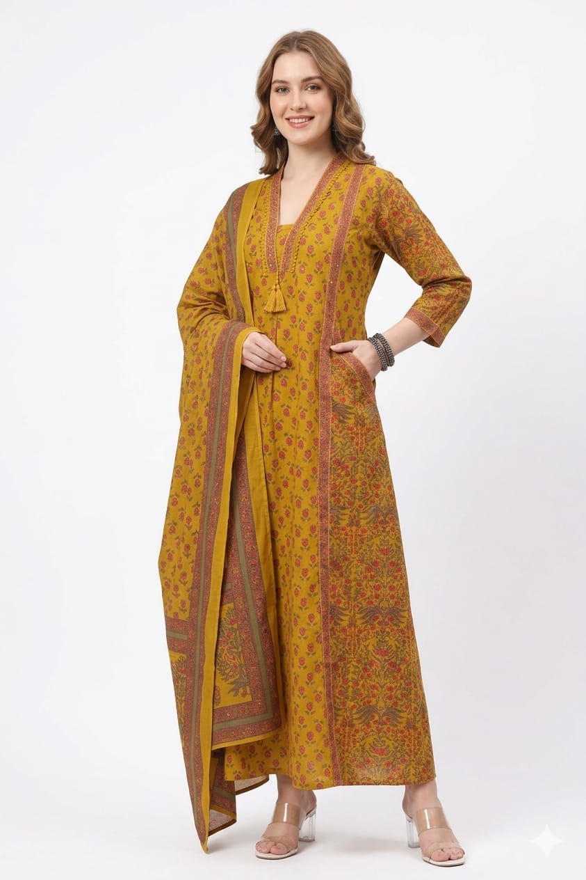 2 Pocket Jaipuri Cotton Anarkali Set