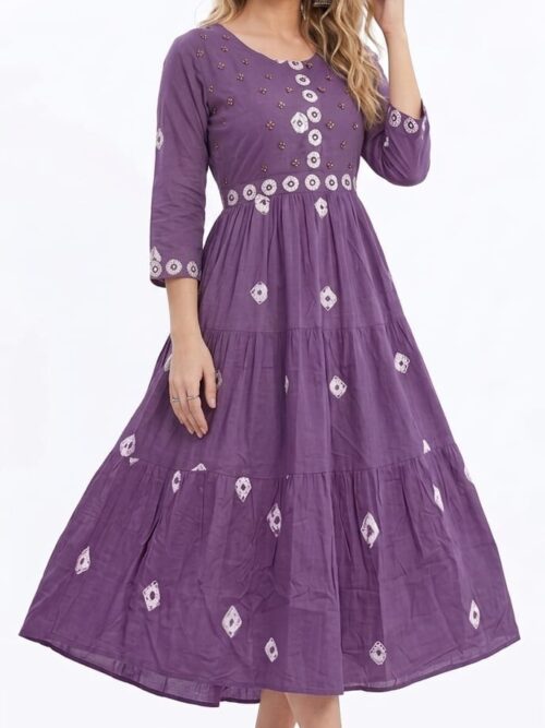 Diamond Print Short Western Gown