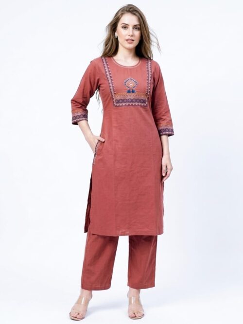 Embroidered Co-ord Set with Dual Pockets