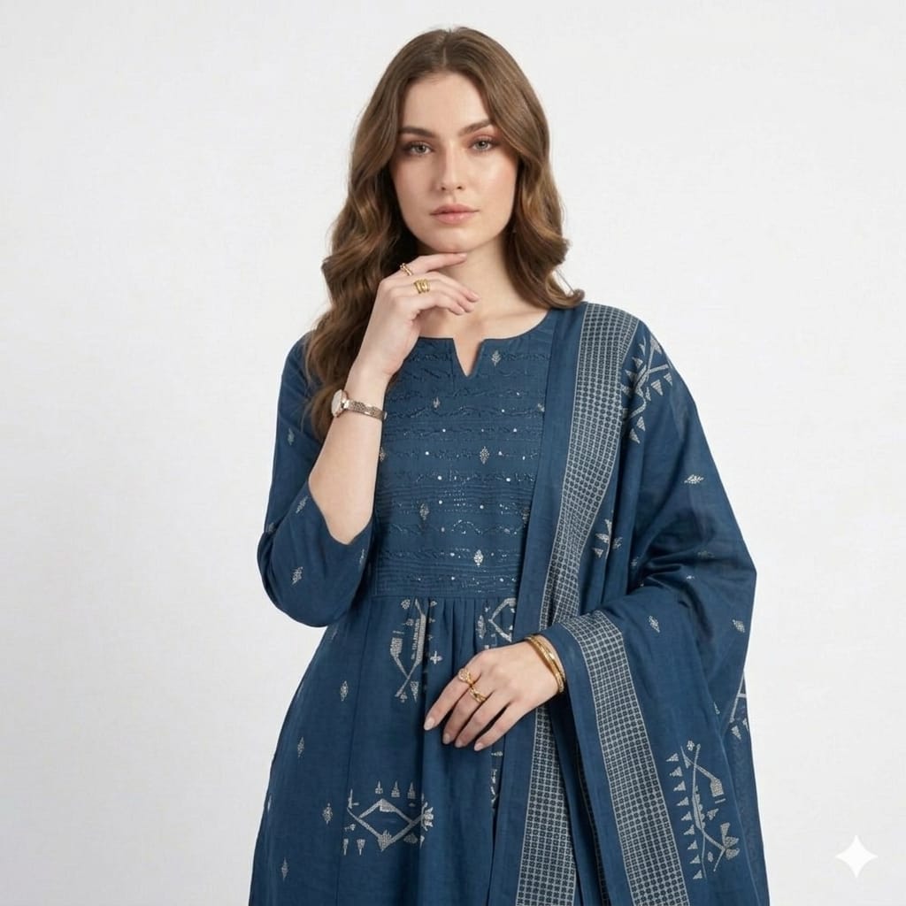 Hand Block Print Anarkali Set