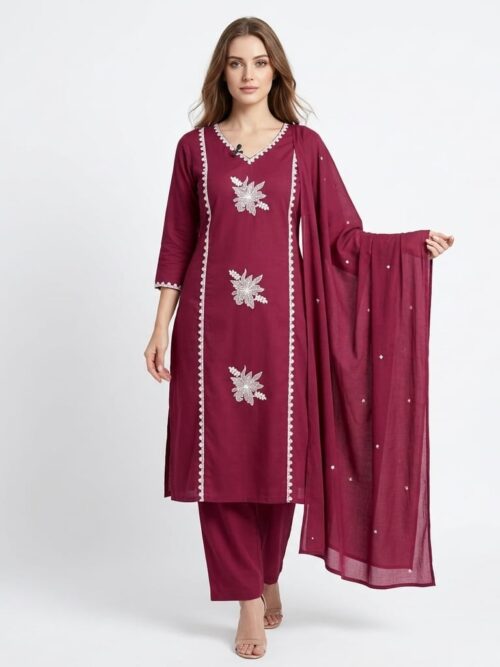 Wine Colour Designer Suit Set