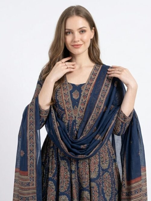 Jaipuri Print Anarkali Suit Set