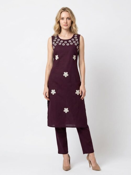 Flower Embroidery Co-Ord Set