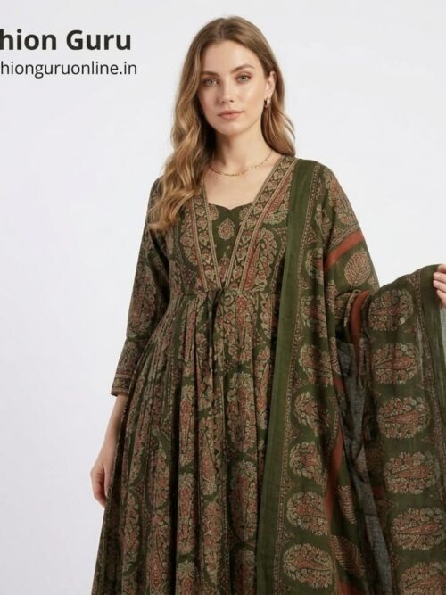 Jaipuri Print Anarkali Suit Set
