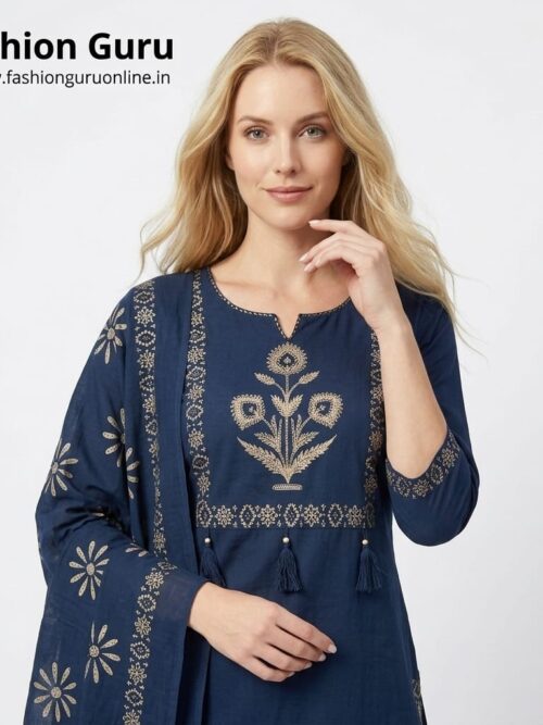Navy Blue Cotton Dress