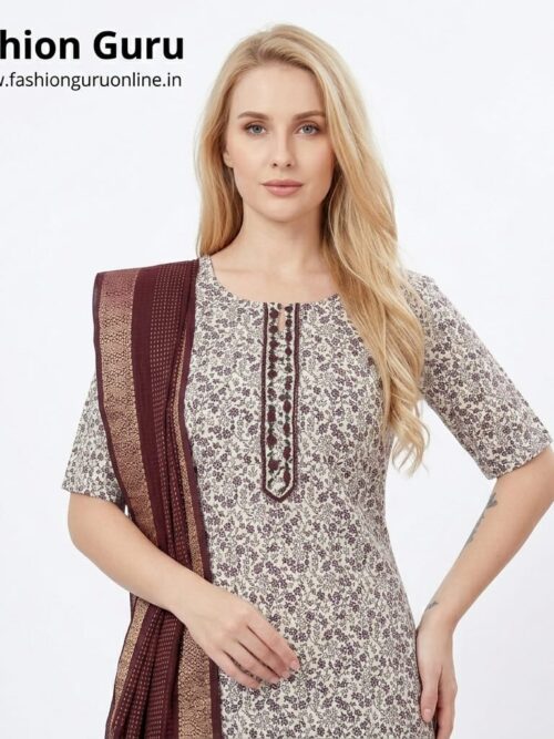 Beige Colour Office Wear Cotton Dress
