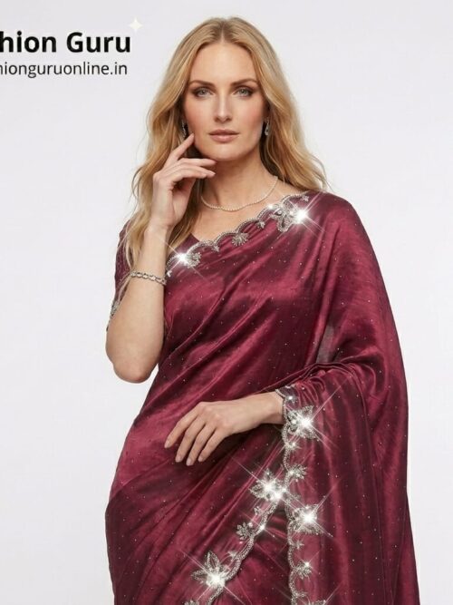 Real American Diamond butterfly Party Wear Saree