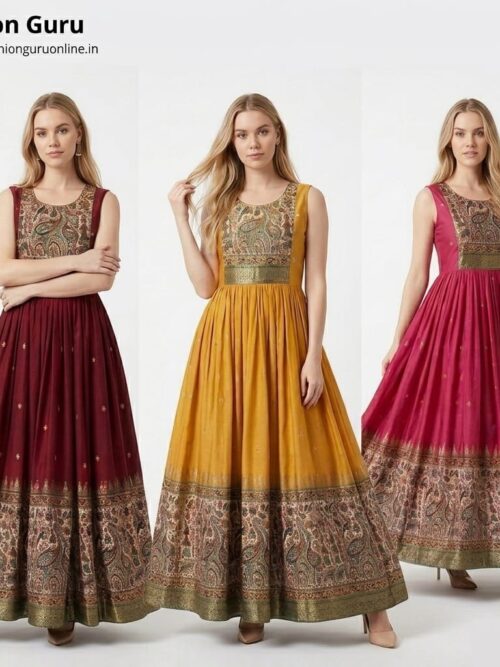 Ikkat Print Party Wear Western Gown