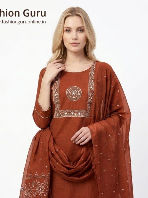 Square Bandhani Print Dress Set with Dupatta