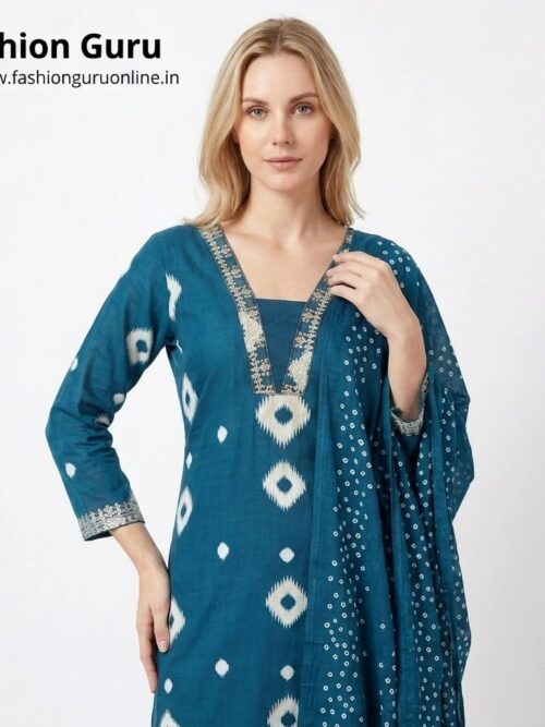 Office Wear Cotton Dress Set with Dupatta