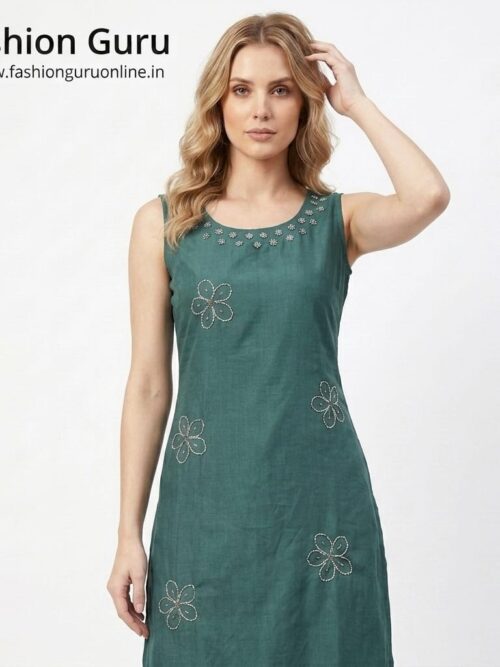 Flower Embroidery Mirror Work Co-ord Set