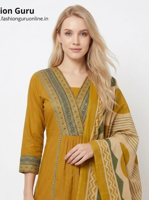 Mustard Yellow Naira Dress Set with Dupatta