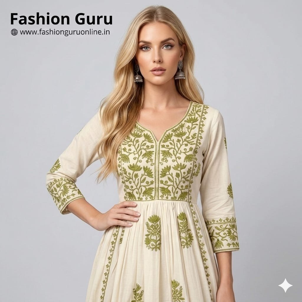 Floral Embroidery Full Length Gown