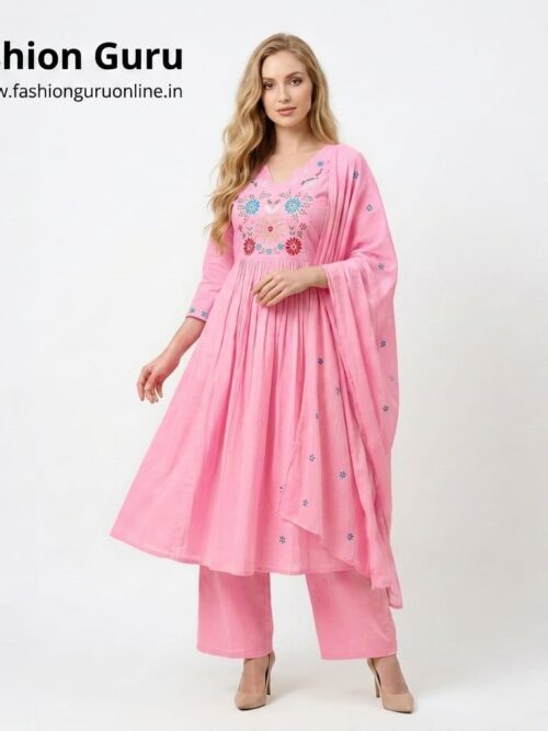 Royal Look Anarkali Suit with Dupatta  - Baby Pink, XL-42