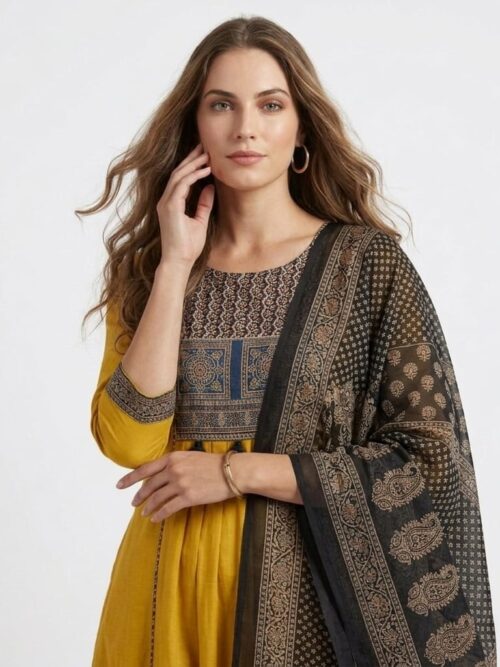 Ajrakh Anarkali Dress Set