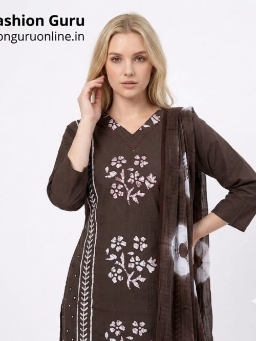 Katha Work Floral Print Dress Suit 