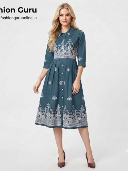 Thread Work Short Western Gown