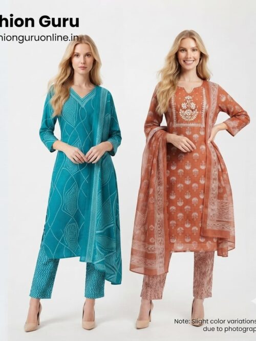 Neckline Embroidery Batik Dress Set with Dupatta
