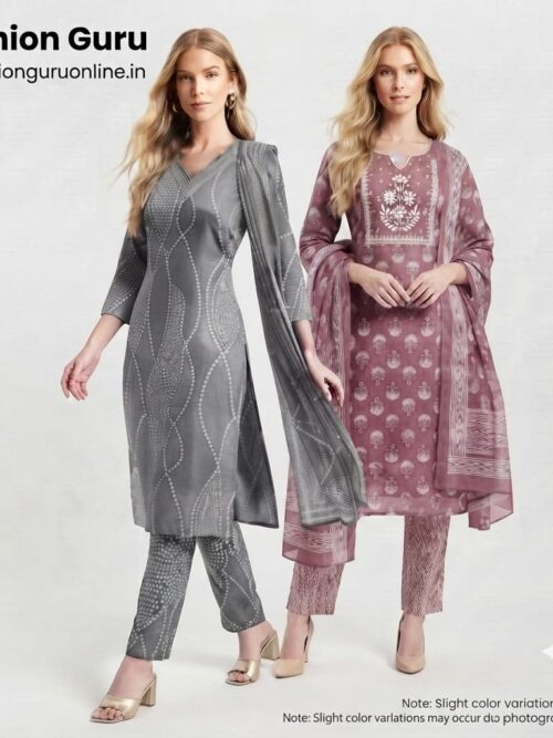 Neckline Embroidery Batik Dress Set with Dupatta