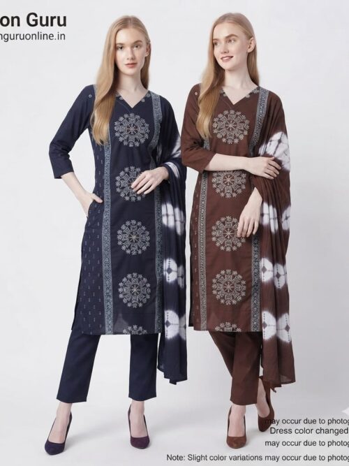 Katha Work Kalamkari Print Dress Suit
