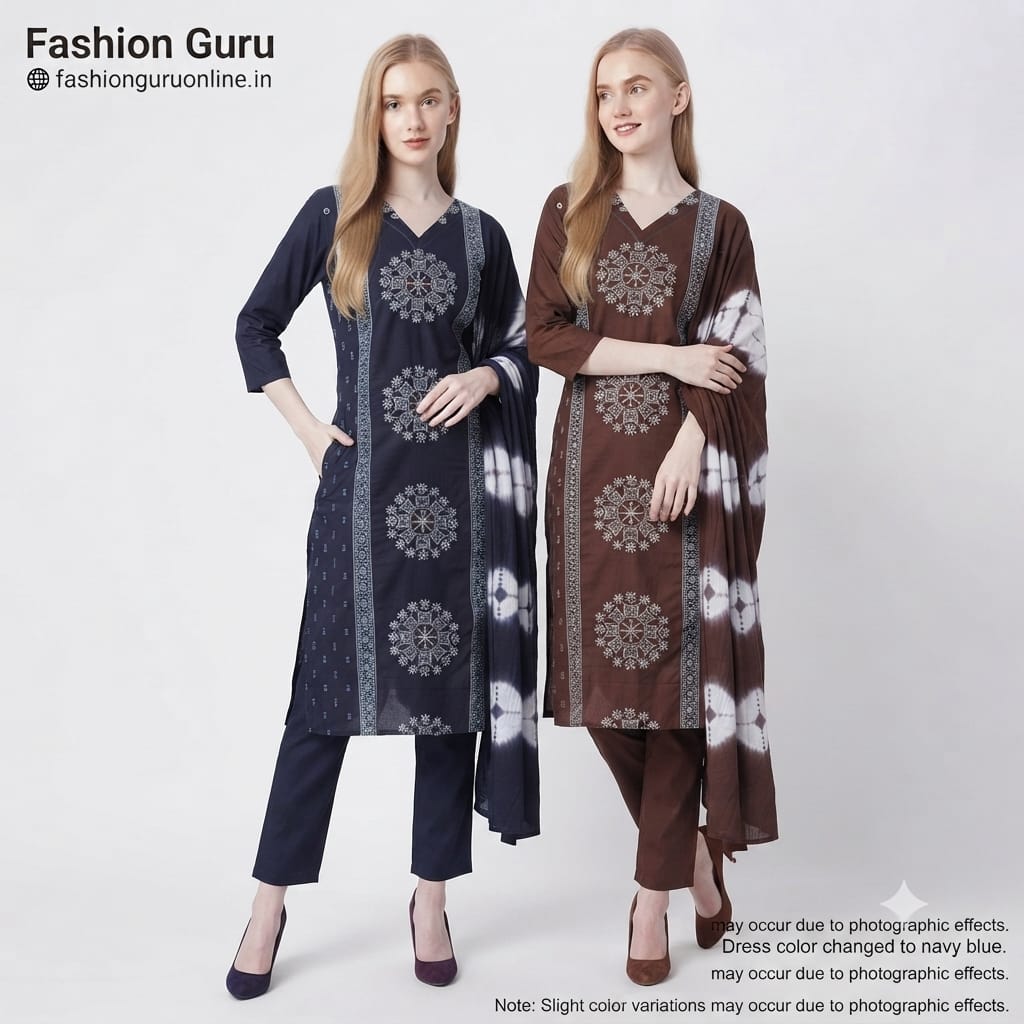 Katha Work Kalamkari Print Dress Suit