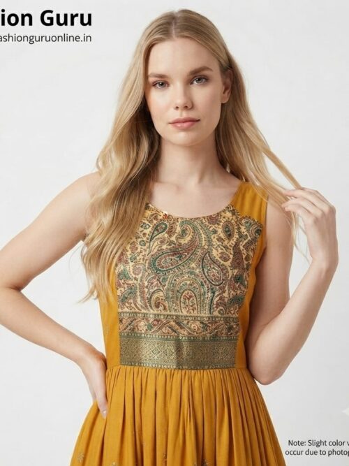 Ikkat Print Party Wear Western Gown