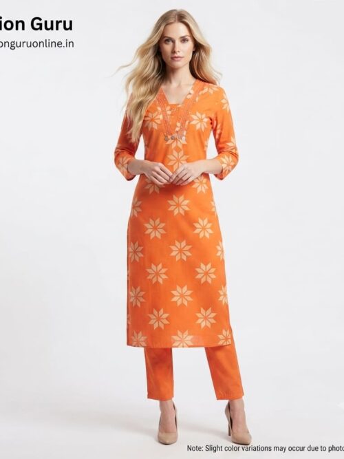 Orange Office Wear Co-ord Set  - Orange, XXL-44