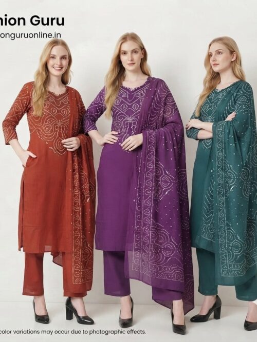 Viral Bandhani Dress Set with Cotton Dupatta