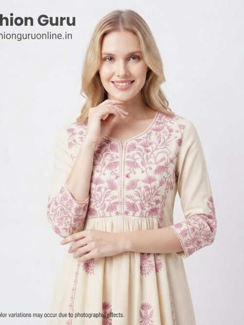 Floral Embroidery Full Length Western Gown