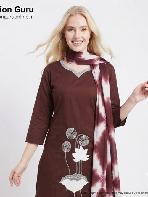 FLOWER EMBROIDERY DRESS WITH NAJNIN DUPATTA