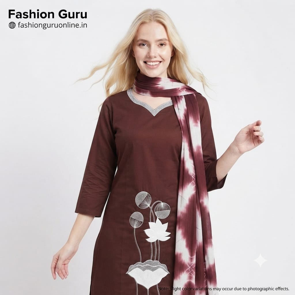 FLOWER EMBROIDERY DRESS WITH NAJNIN DUPATTA