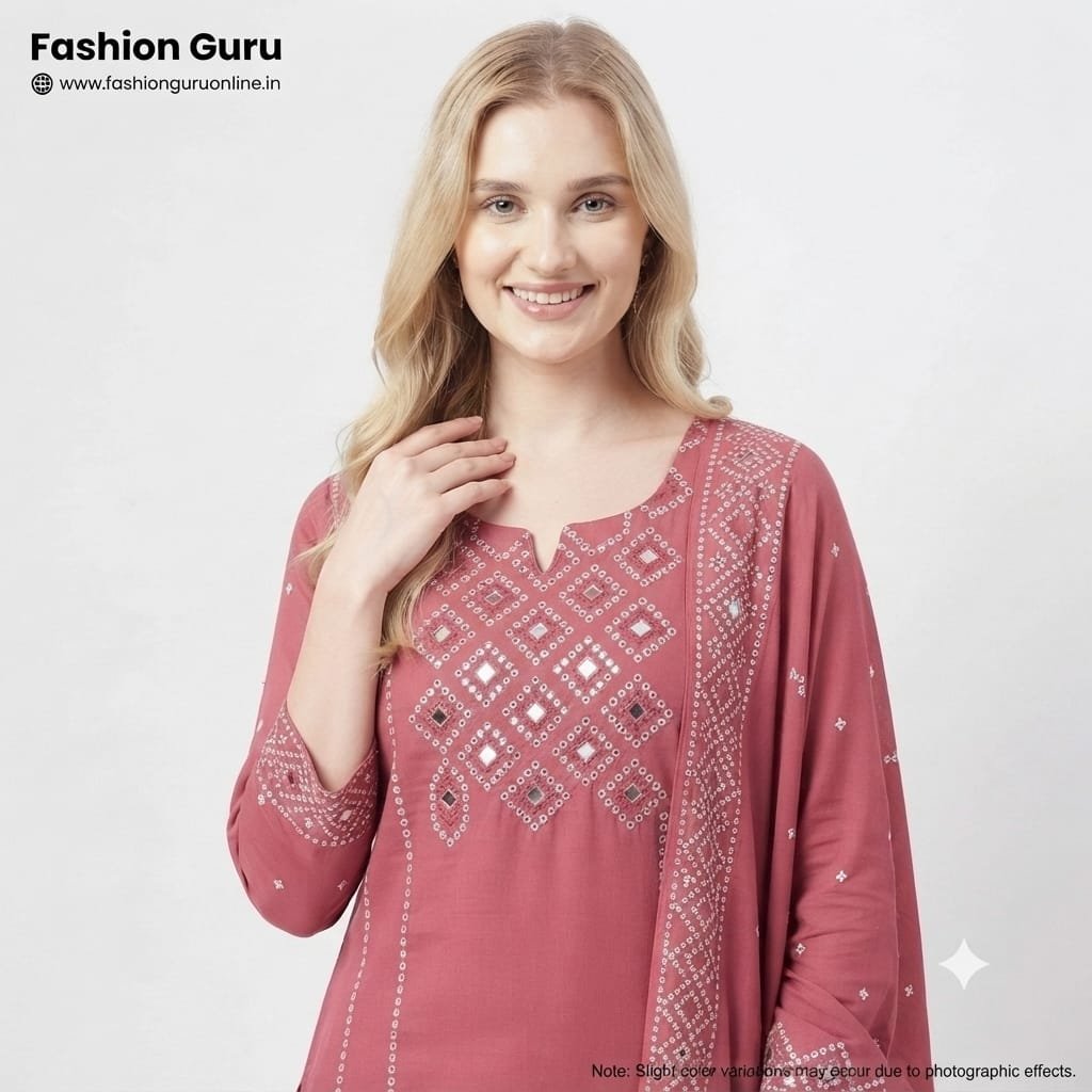 🌸 Premium Cotton Bandhani Dress Set with Dupatta 🌸