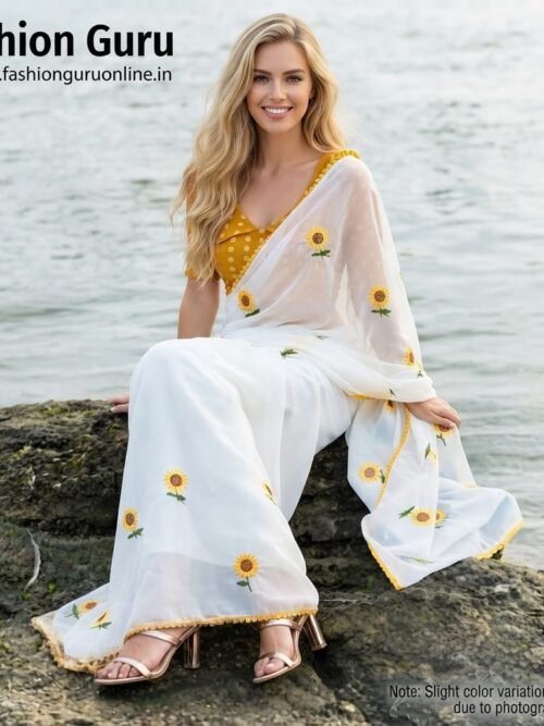 🌻 Radha Rani Saree – Sunflower Version 🌻