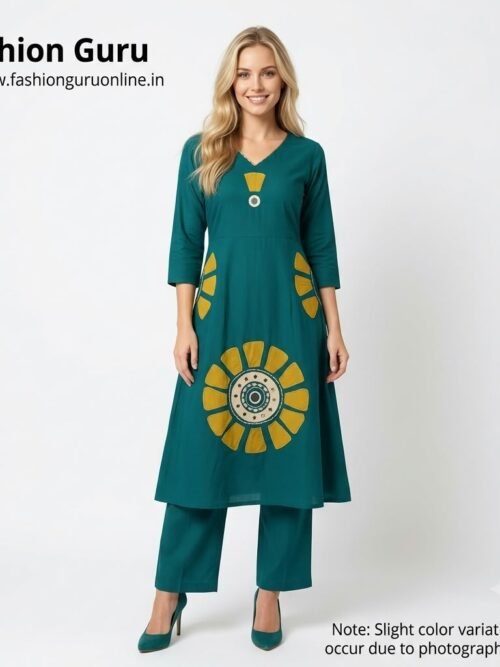 FLOWER PATCHWORK CO-ORD SET - Rama Green, XXL-44