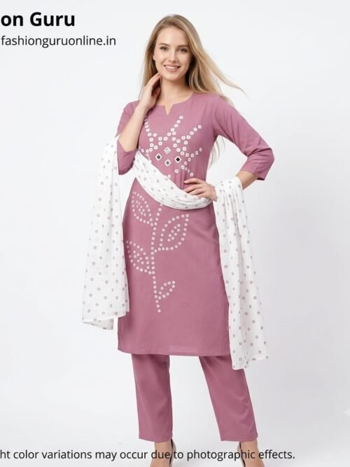 Bandhani Cotton Dress - Baby Pink, 4XL-48